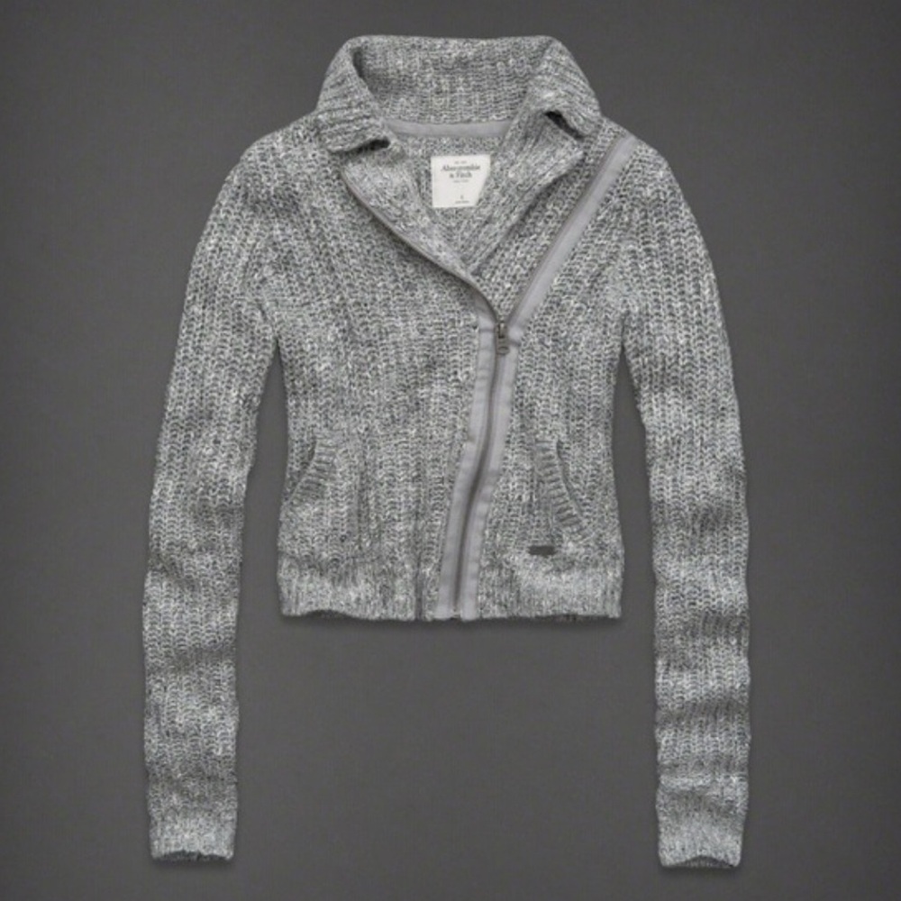 Y2K Abercrombie & Fitch Knit Asymmetrical Zip-Up Collared Cardigan Size Large